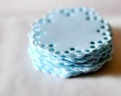 10 Paper Doily Stickers Envelope Seals Pastel Blue