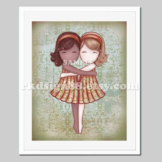 Adoption gift nursery art kids art girls room art baby girl nursery decor children room decor, African, blonde, My Lovely Best Friend 8 x 10