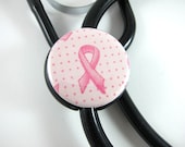 Stethoscope ID Tag Clip Charm - Pink Ribbon Breast cancer Awareness