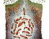 Ant Colony Ant Hill original watercolor painting
