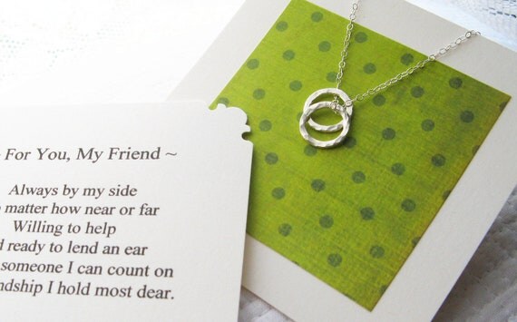 BEST FRIENDS Necklace - POEM Note Card - Sterling Silver - Friendship Jewelry - Valentine for Friend Wear Everyday - Simple - Gifts for Her