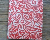 Blank Handmade Journal Coptic Stitch Pink Blockprinted Floral Hawaiian Shirt Print Sketchbook