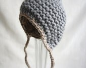 Baby Bonnet, Newborn Baby Girl Hat, Baby Boy Hat in Soft Gray