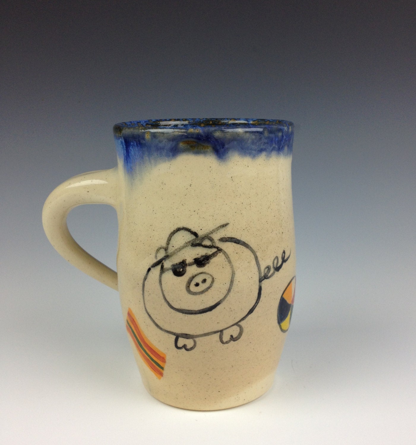 Beach Pig Mug- Blue