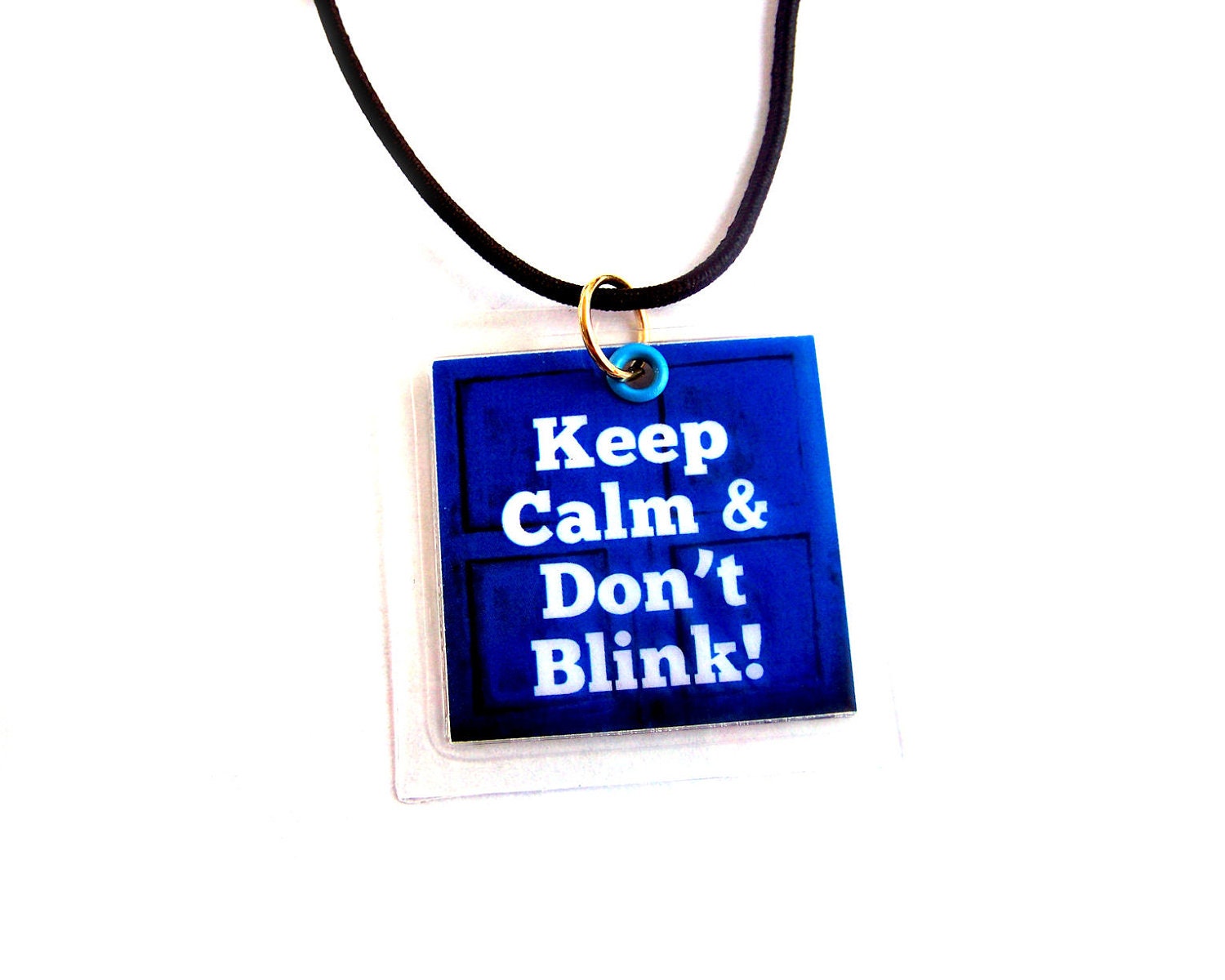 Doctor Who Inspired Necklace Keep Calm & Don't Blink, Weeping Angels, Blue TARDIS