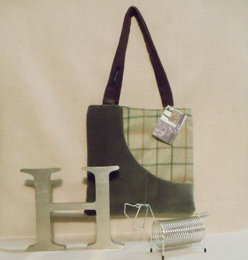 Velvet Feel & Vintage Wool Plaid Fabric Purse