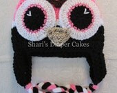 Pink Crochet Owl Hat - Baby Hat - Childs Hat