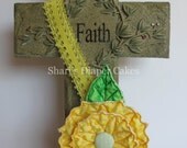 Puffy 3D Embroidered Flower Headband Yellow Dots