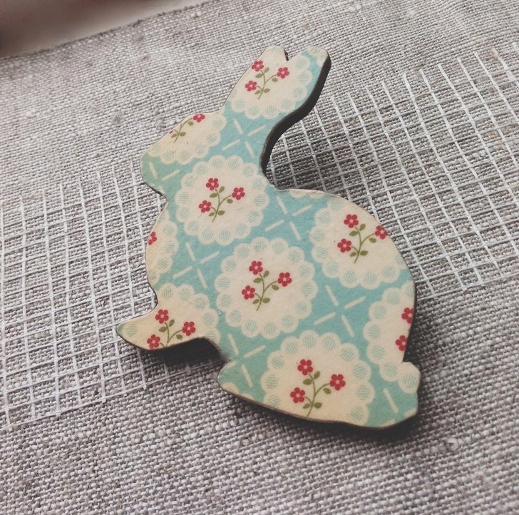 Little Lapin - Wooden Bunny Brooch