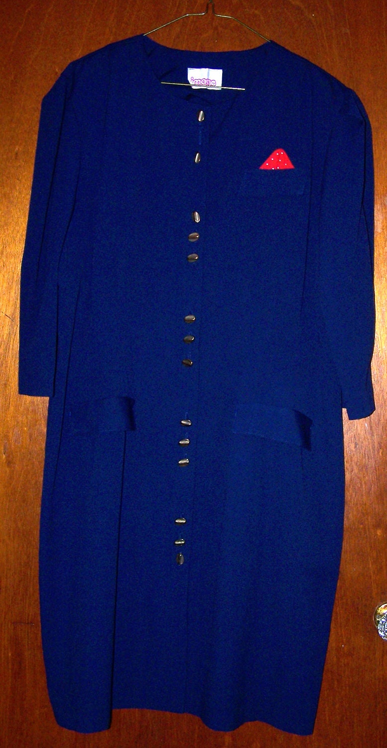 SALE Vintage L/XL Ladies Blue Dress