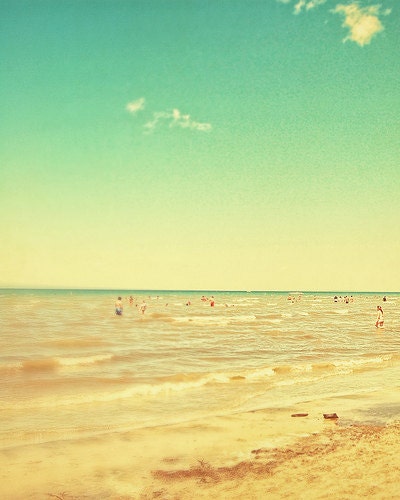 Beach Photography, Water, Sand, Retro Inspired, Brown Tones, Nature Photography, Summer Fun - Dog Days of Summer