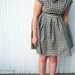 vintage inspired cocktail dress- dark blue and cream gingham