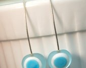Sky Blue Candy Glass Pendulum Earrings - aStudiobytheSea