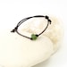 Green Sea Glass and Leather Bracelet - Chocolate Brown Bangle - Adjustable Knot - Surfer Beach Style - Holiday Gift for Him Under 20