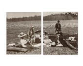 Vintage 1960s Art Prints. Triple Picnic Date, 1900. Set of Two Vintage Black and White Prints. 8" x 10". Ready to Frame. (No. 171)
