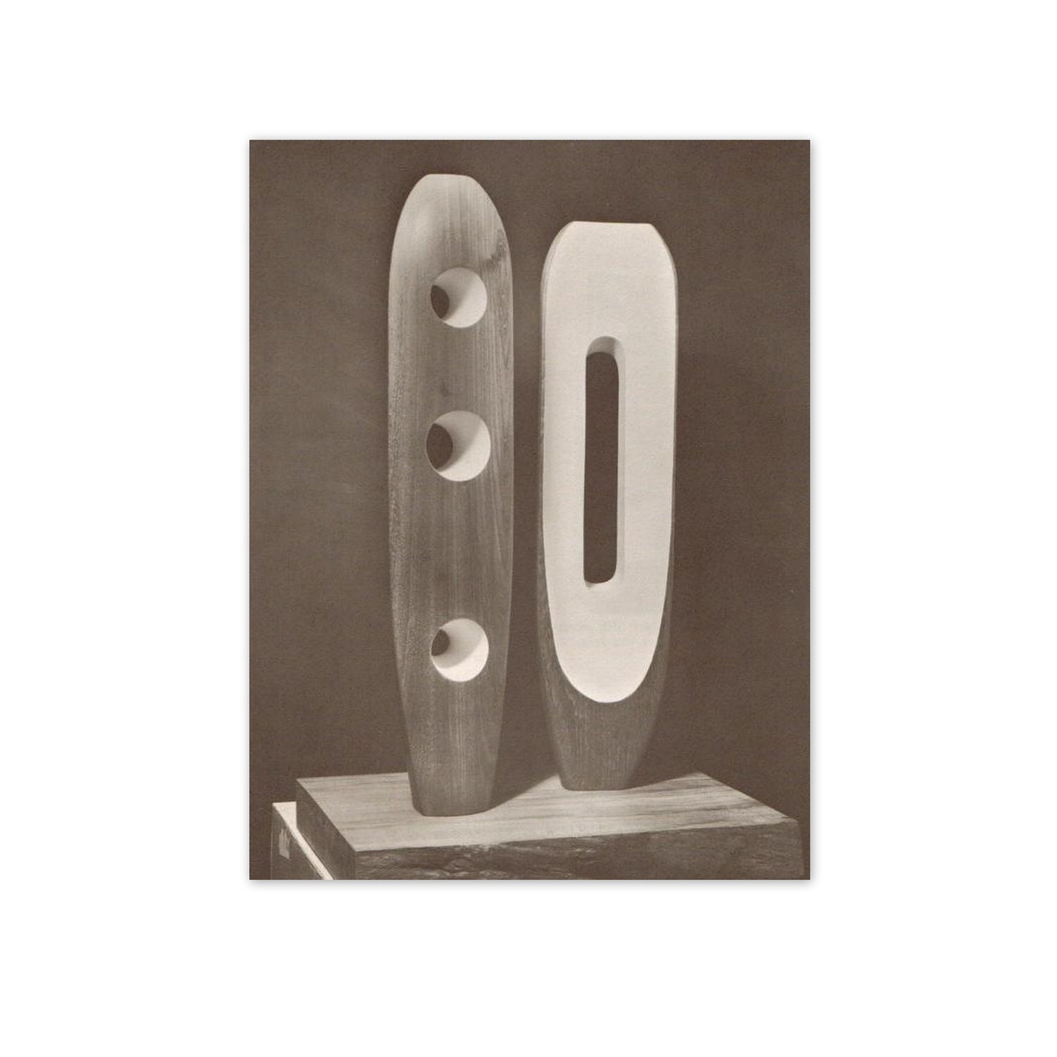 Two Personages. Carving by Barbara Hepworth.  Vintage 1960s Museum Art Print. 6" x 8". Ready to Frame. (No. 222)