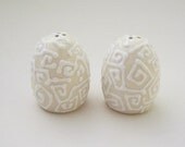 Salt and Pepper Shakers- Classic White on White Egg