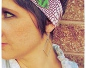Lillie Wraps - purple and pink snake print velcro fabric headwrap with a white jersey flower and your choice of leaf color