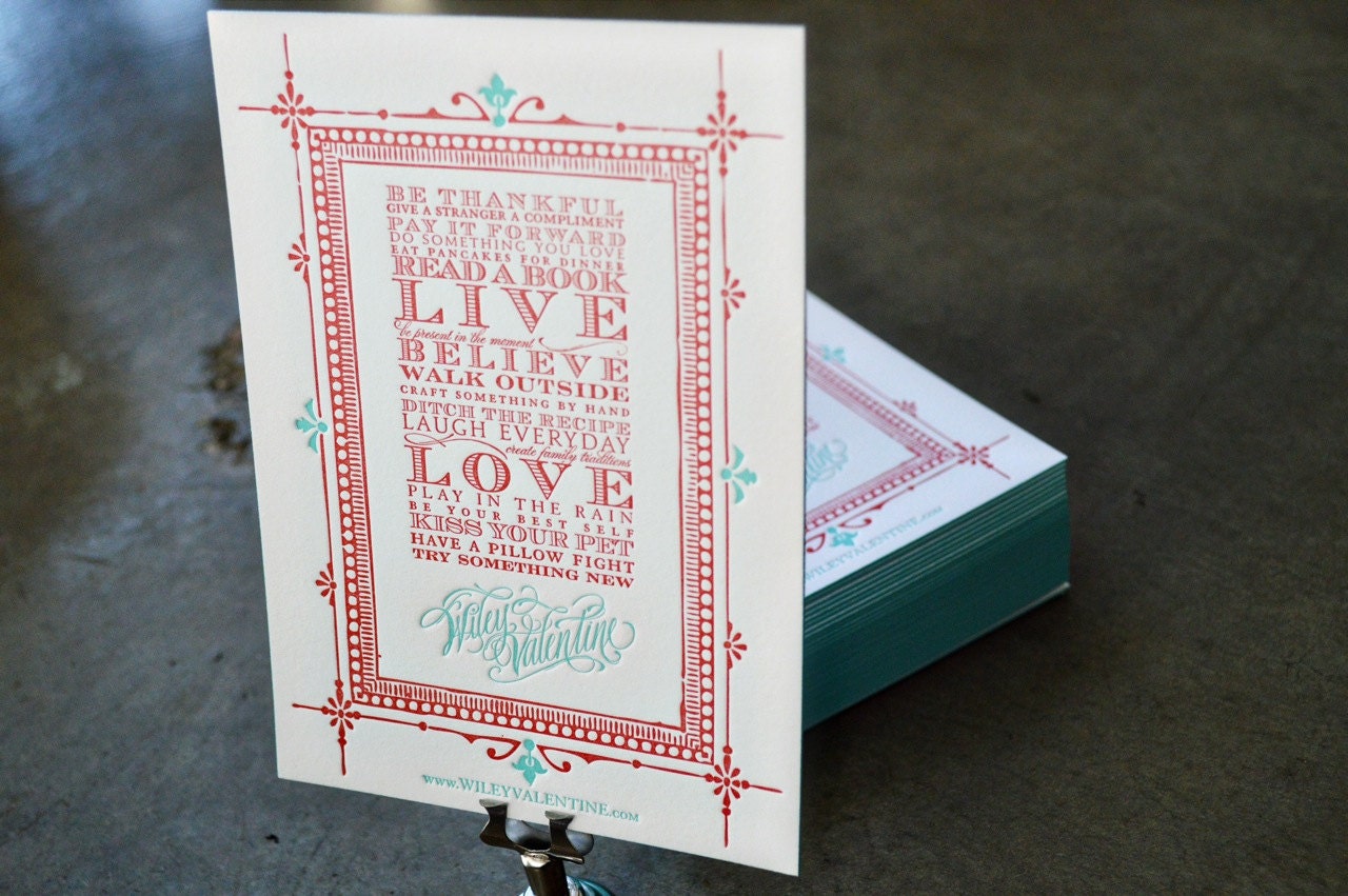 Be Thankful Two Color Decorative Letterpress Print
