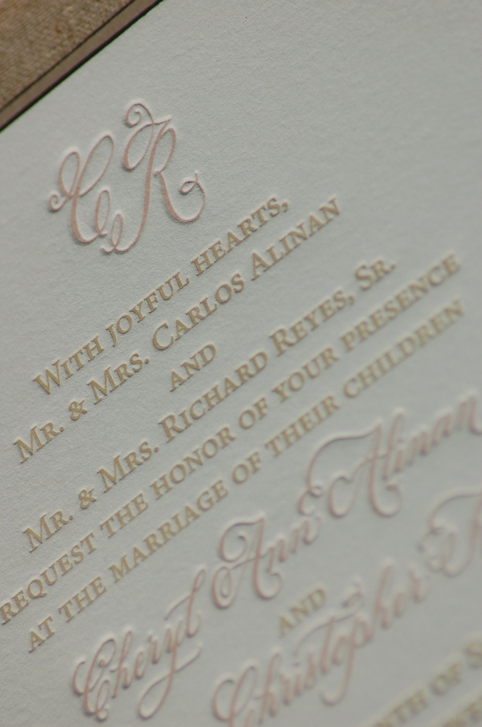Letterpress Wedding Invitations  DEPOSIT