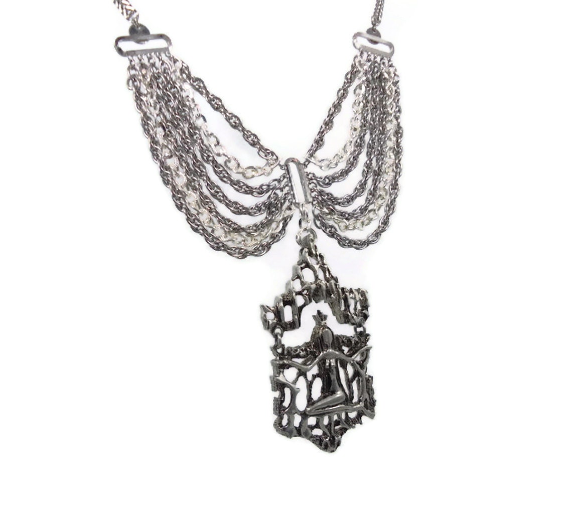 Mermaid Queen Necklace - Vintage Assemblage - Statement Piece One of a Kind - InVintageHeaven