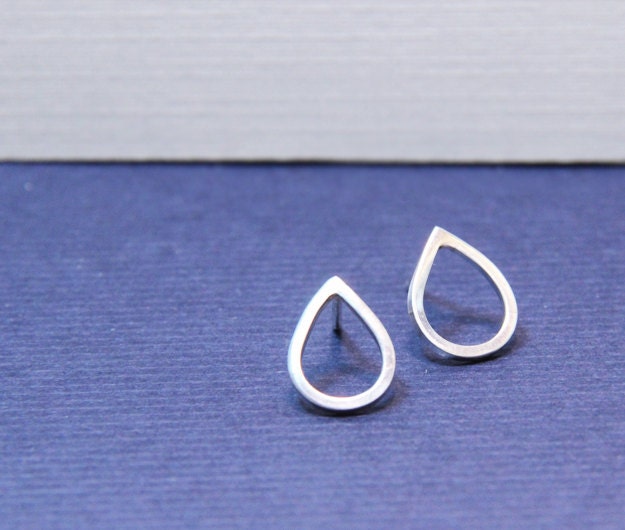 Tear Drop Post Earrings Sterling- Free Shipping