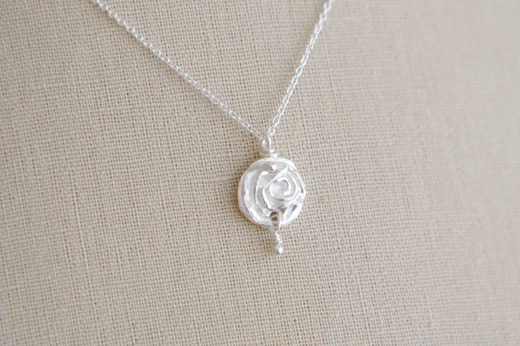 Small Fine Silver Rose Charm Necklace