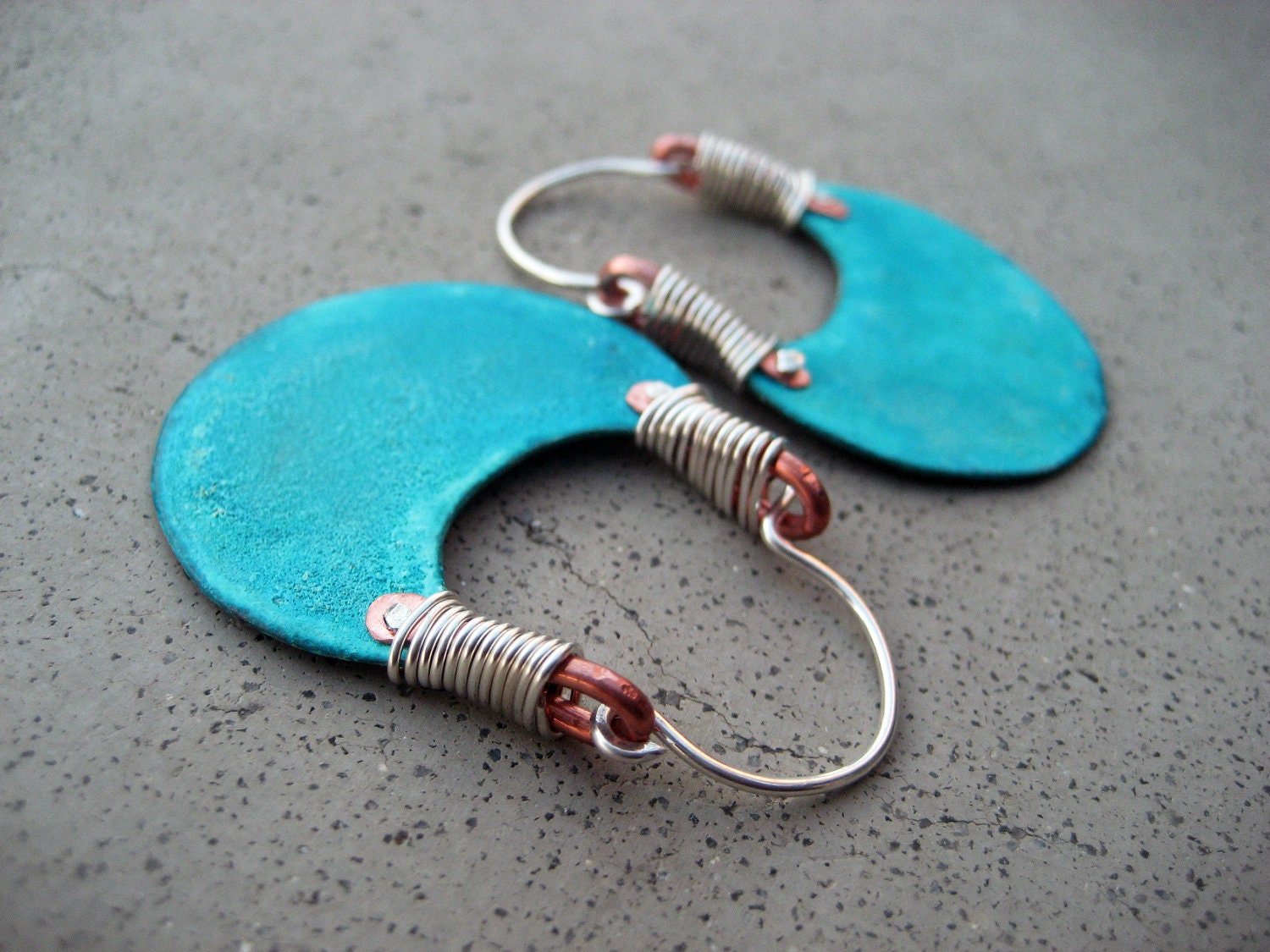 African Beauty in Turquoise, Hoop Earrings, Eye Catching, Boho, Hip, Ethnic, Metalwork