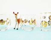 Gold Sand Dollar Vintage Cocktail Glasses/Retro Barware/Vintage Cocktail Glass Set