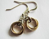 Mobius Love Knot Earrings, Mobius Love Knot Necklace Pendant Set in Gold and Sterling Silver Chainmaille