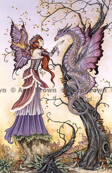 Dragon and fairy 8.5x11  PRINT by Amy Brown Dragon Charmer - AmyBrownArt