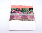 A6 Greeting Card, Paper Collage Pink Allium OOAK Design by Jessica Sherriff