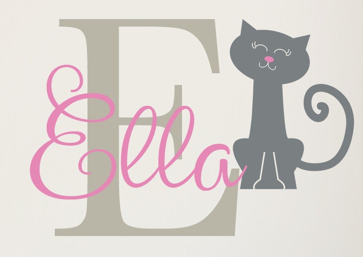 Kitty Wall Decal Monogram Set - Name Vinyl Decal - Nursery Children Girl
