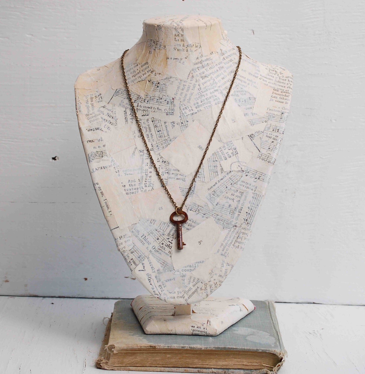 Tiny Vintage KEY Necklace Key to My Heart Petite Rusty Skeleton Key Unisex Necklace