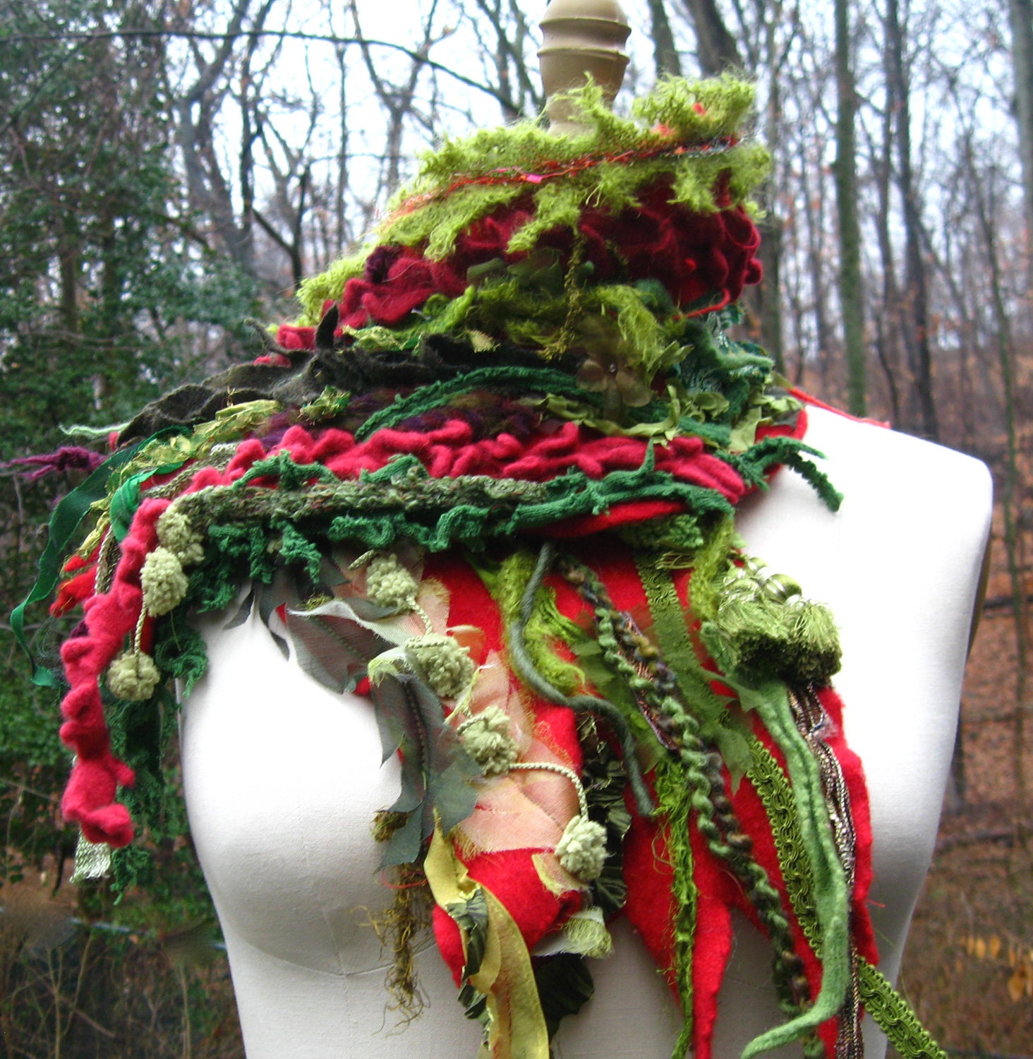 Cashmere SCARF/ Wrap / Shawl with tassels  fringes and ties in the back