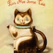 Kitchen Art, Art Print, Home Decor, Vintage Kitchen, Cat Teapot, Hand-Lettered Typography, Cute, Whimsical - Purr Me Some Tea 8x10