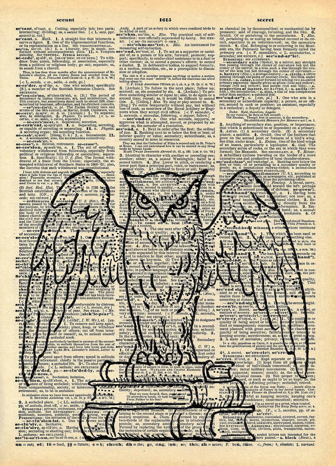 Vintage Book Print "Wise Owl" Upcycled Recycled Antique Book Print - Bird Illustration - Scholar School Teacher