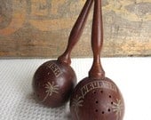 Vintage Havana Cuba Wood Souvenir Salt and Pepper Shakers