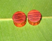 Pink Grained Tulip wood ear gauges, 16 mm, hand turned, organic & AMAZING 5/8ths inch gauge