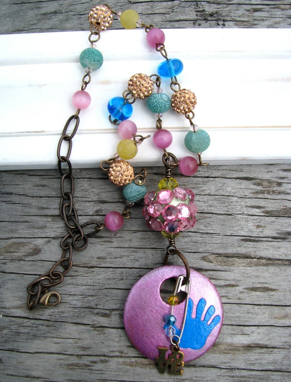 1970s Theme OOAK Multi Color Necklace