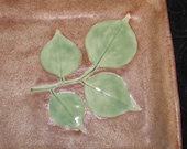 Stoneware Leaf Print serving tray