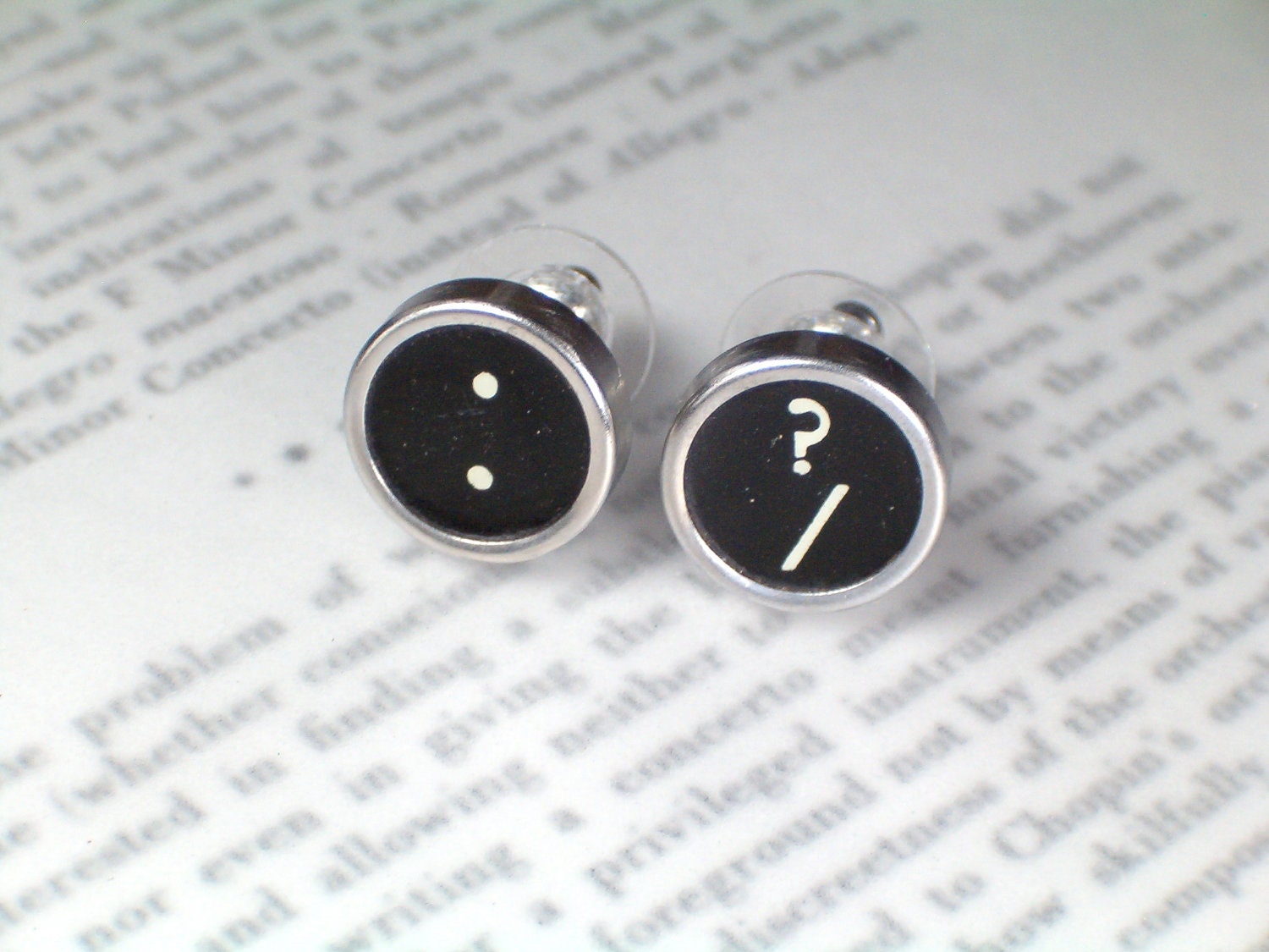 Typewriter Key Earrings Button Style - Vintage Typewriter Jewelry By Haute Keys