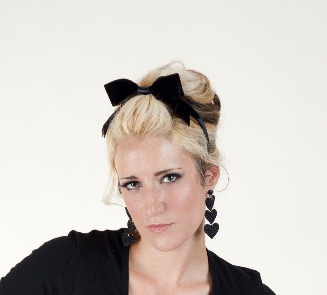 The Alice Black Velvet Bow Headband