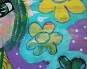 Dreaming of Giverny, original, Blueberry Blonde, mixed media, acrylic painting