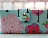 Handmade womens wallet    handmade vegan clutch wallet pastel trees