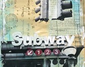 Hurricane Sandy Relief - Honeymoon in New York - matted 6" x 8" original New York City mixed media painting on paper