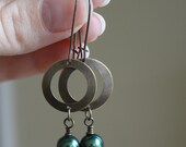 Brass and Freshwater Pearl Earrings