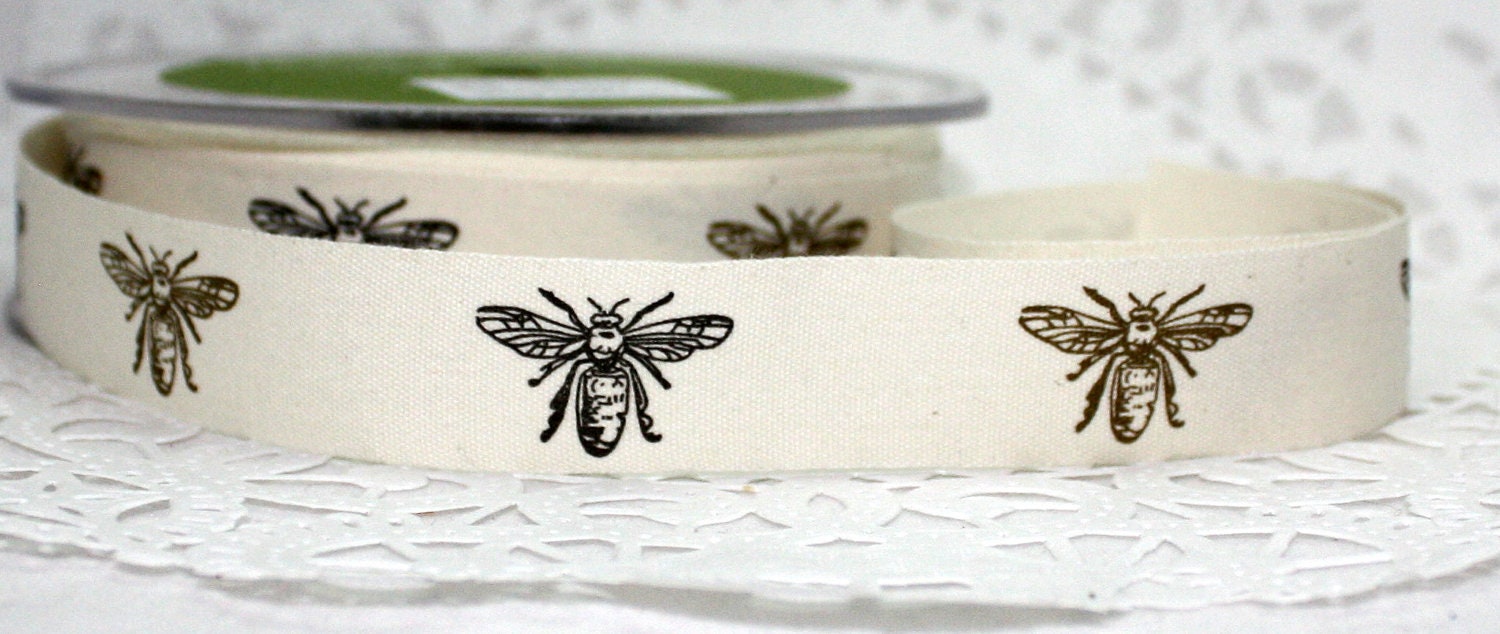 Bumblebee Twill Ribbon Black/Gold - 3/4' wide