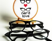 DIY Nerdy Cross-Stitch Kit - NERD LOVE 001- Complete with Geeky Beginner Embroidery Tutorial