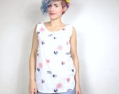 S A L E 80s Tourist Stamp Print Tank Top (S/M)